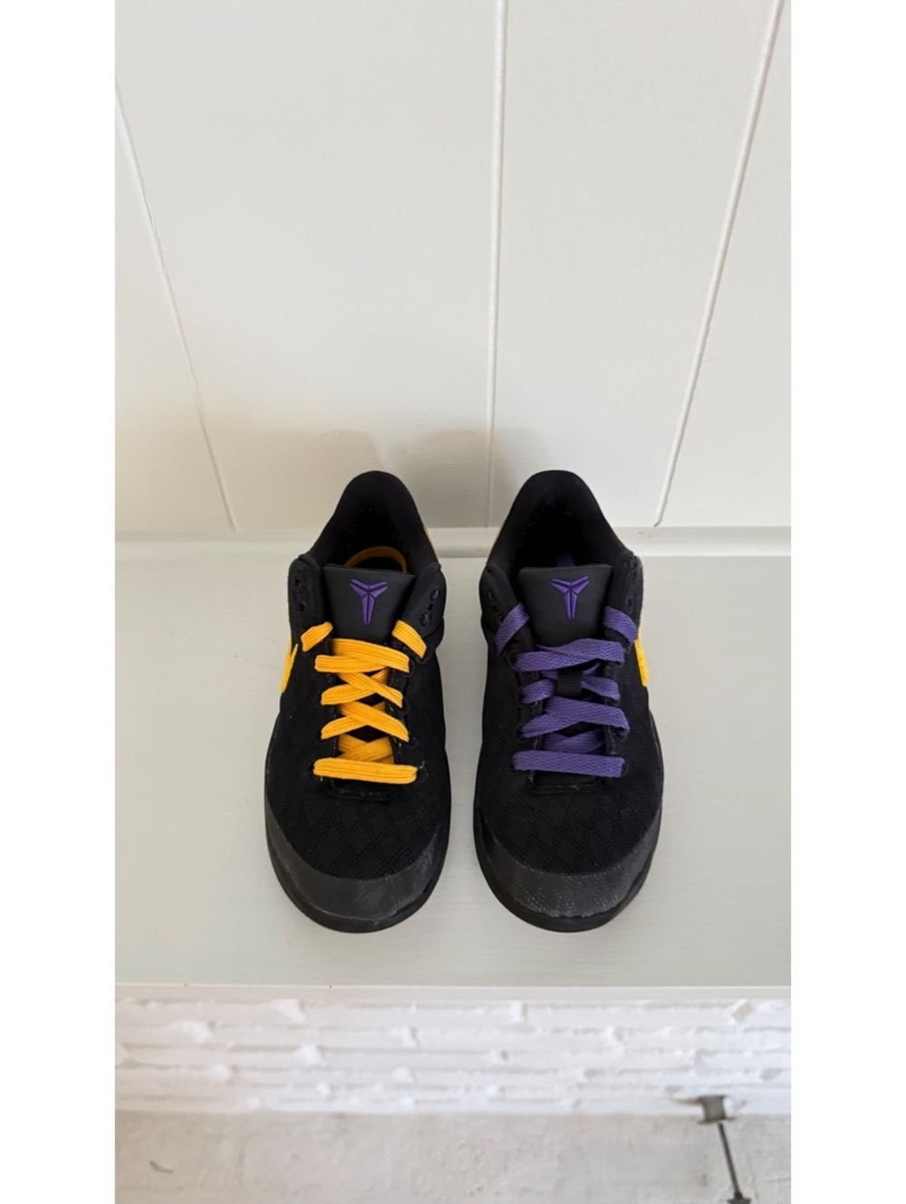 Nike Kobe Bryant Black Basketball Shoes with Purple and Yellow Accents Size 13.5